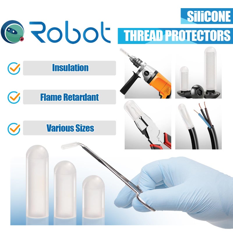CQRobot Silicone End Caps 50pcs 7/25 Inch High Temp Protective Flexible Screw Thread Protectors Bolt Covers Screw Caps Kit for Metal Tube Rod - Image 5